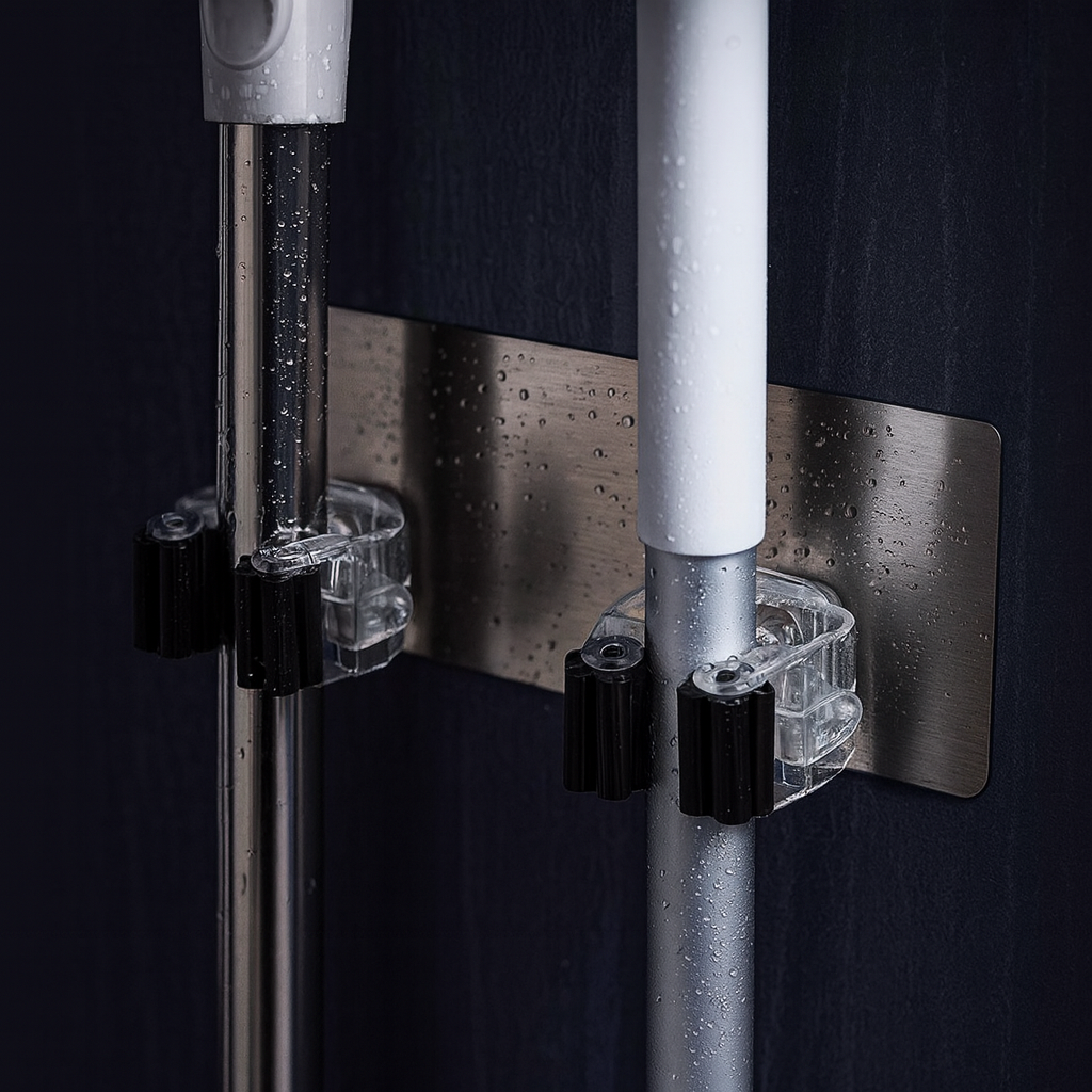 Soporte Adhesivo Doble para Escobas