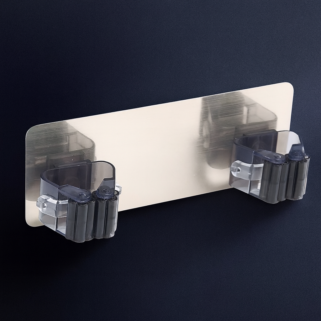 Soporte Adhesivo Doble para Escobas